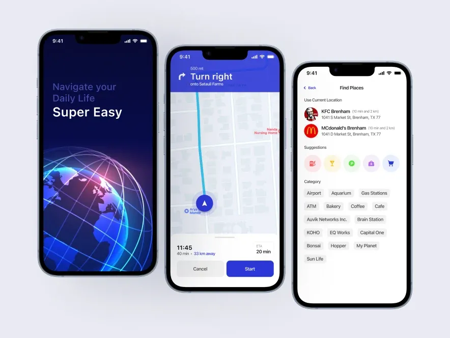 navigation mobile app design